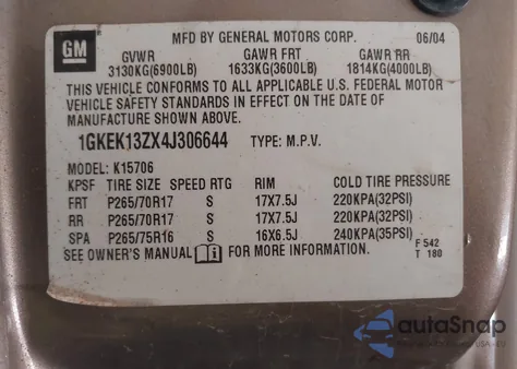 2004 GMC Yukon Slt z USA, uszkodzony, nr VIN 1GKEK13ZX4J306644